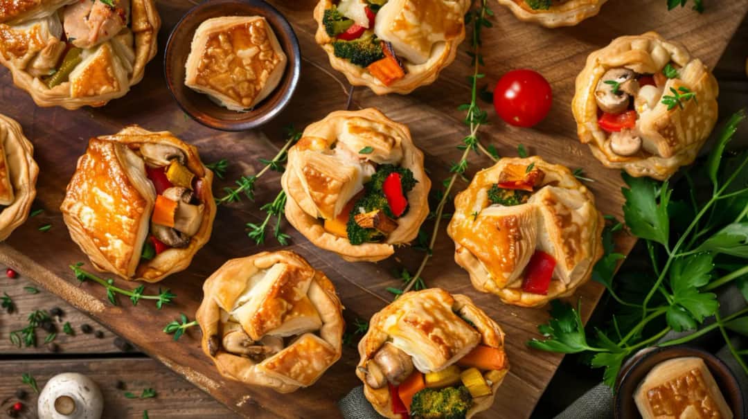 Muffiny z ciasta francuskiego z kurczakiem: szybka przekąska na imprezę