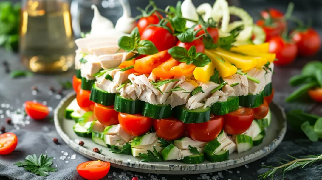 Idealny tort sałatkowy z kurczakiem na imprezę: przepis, który zachwyci