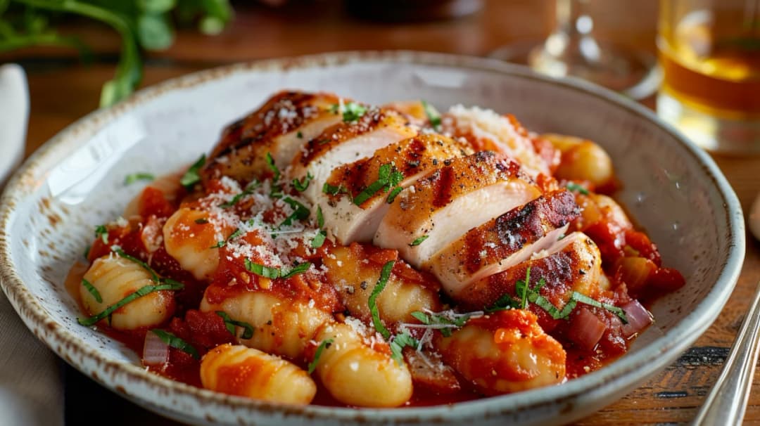 Sycący obiad - gnocchi z kurczakiem w sosie pomidorowym